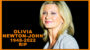 Tribute image of olivia newton-john with text overlay noting her name, life span (1948-2022), and "rip," against an orange background.